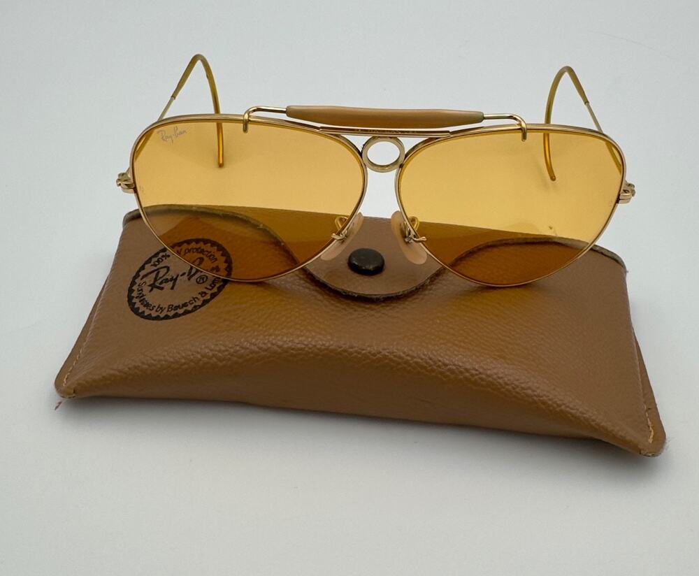 Vintage B&L Ray Ban USA Shooter 62mm Ambermatic Yellow All-Weather Sunglasses